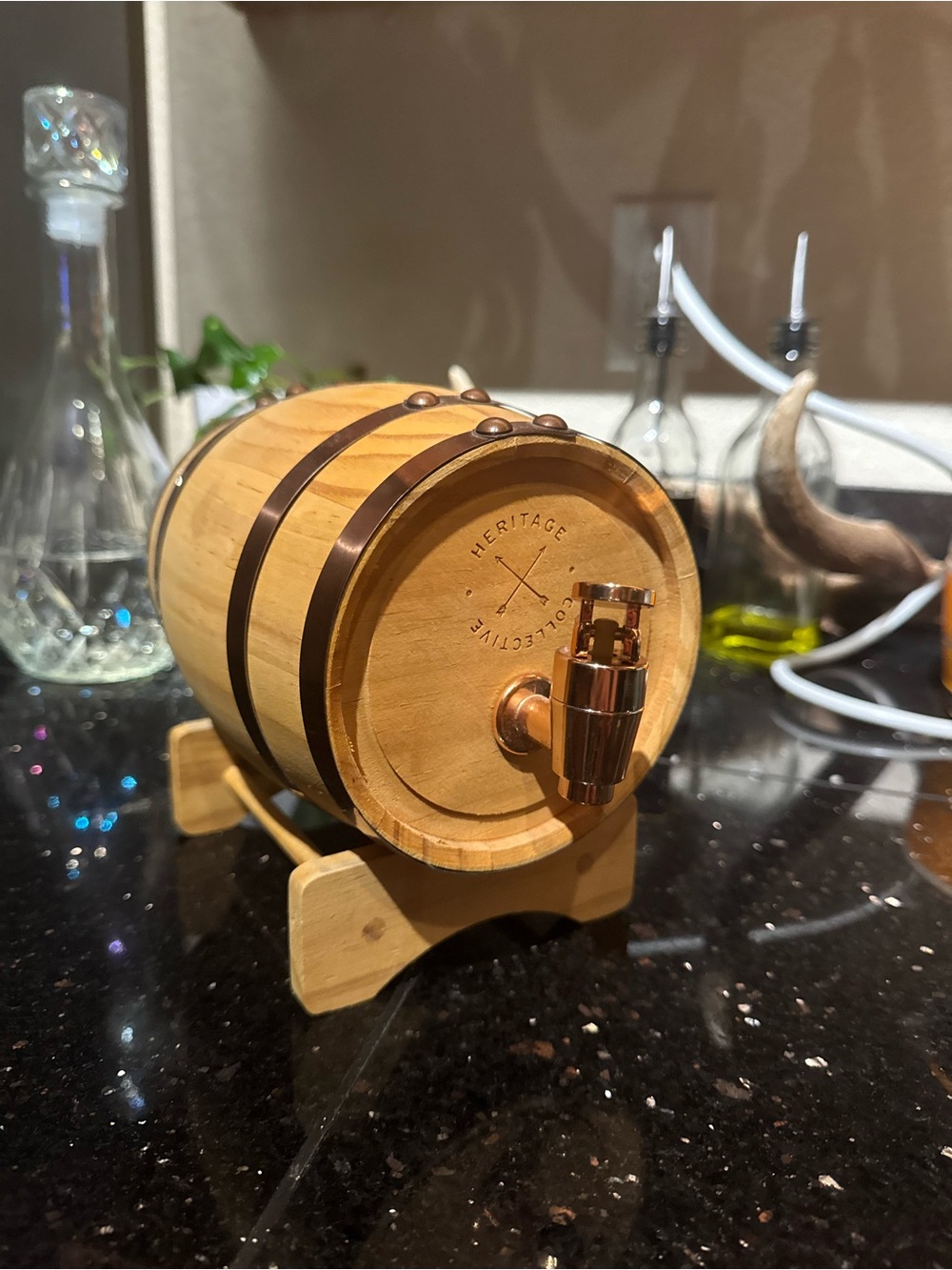 Bamboo Mini Barrel with Copper Tap - Natural Wood